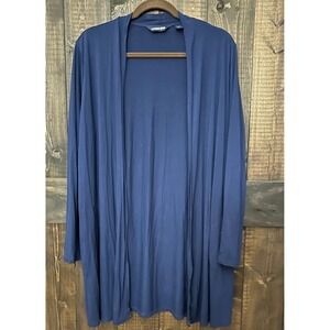 Lands End Open Cardigan Lightweight Pockets Navy Teacher Back to School  XL. EUC